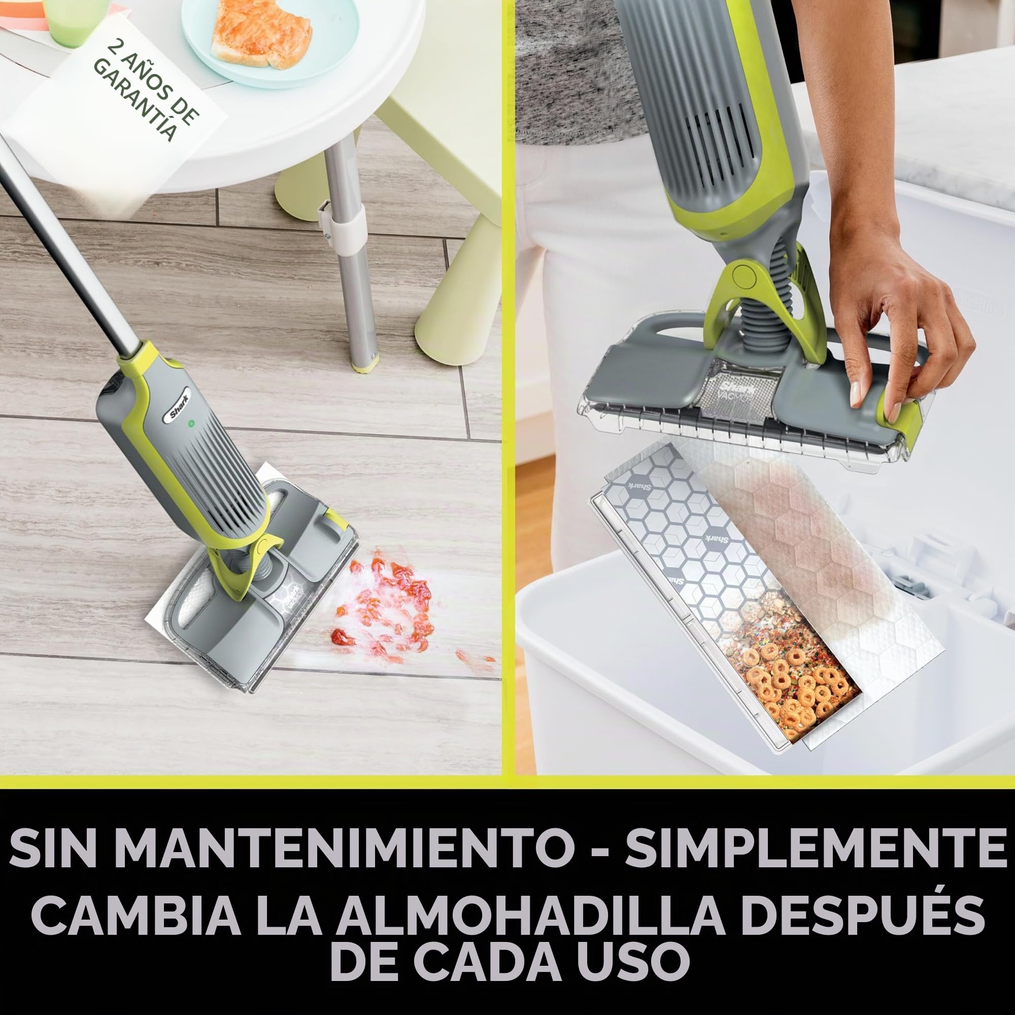Shark VacMop 2 en 1, Aspiradora y Mopa sin Cable con Spray, Gris Antracita | Para Suelos Duros, 4 Almohadillas Desechables, Solución de Limpieza de 355 Ml, Ligera 1,5 Kg, sin Mantenimiento, VM200EU