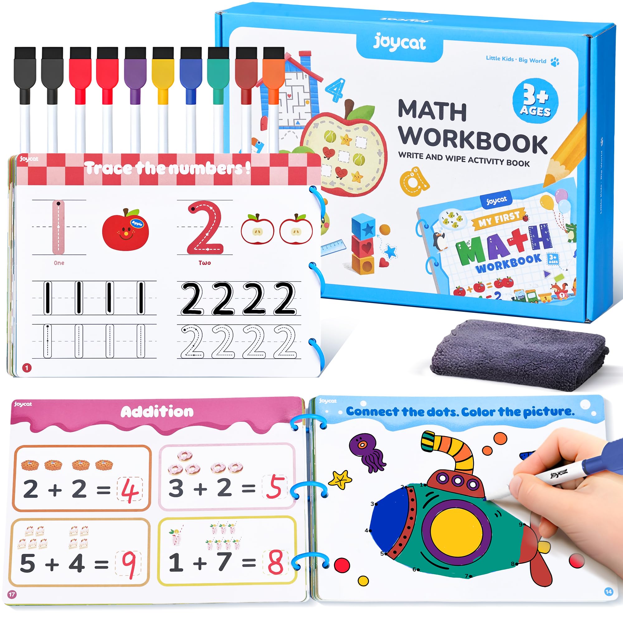 JoyCat Math Game Book - Preschool Learning Activity for Kids Ages 3-5, Number Tracing Workbooks, Math Learning Tools, Travel Cars Activities, Educational Gift Toys for Girls and Boys Ages 4-8