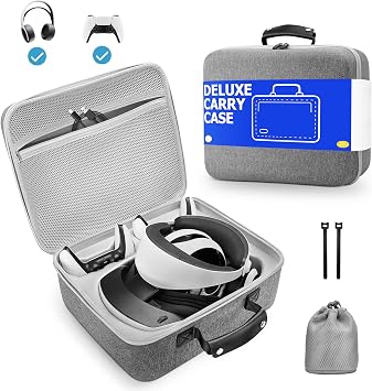 VORI Carrying Case for PSVR2 Gaming Headset and Touch Controllers Accessories, Portable Protection Hard Case for PS VR2 Controller, Suitable for Travel and Home Storage, Grey