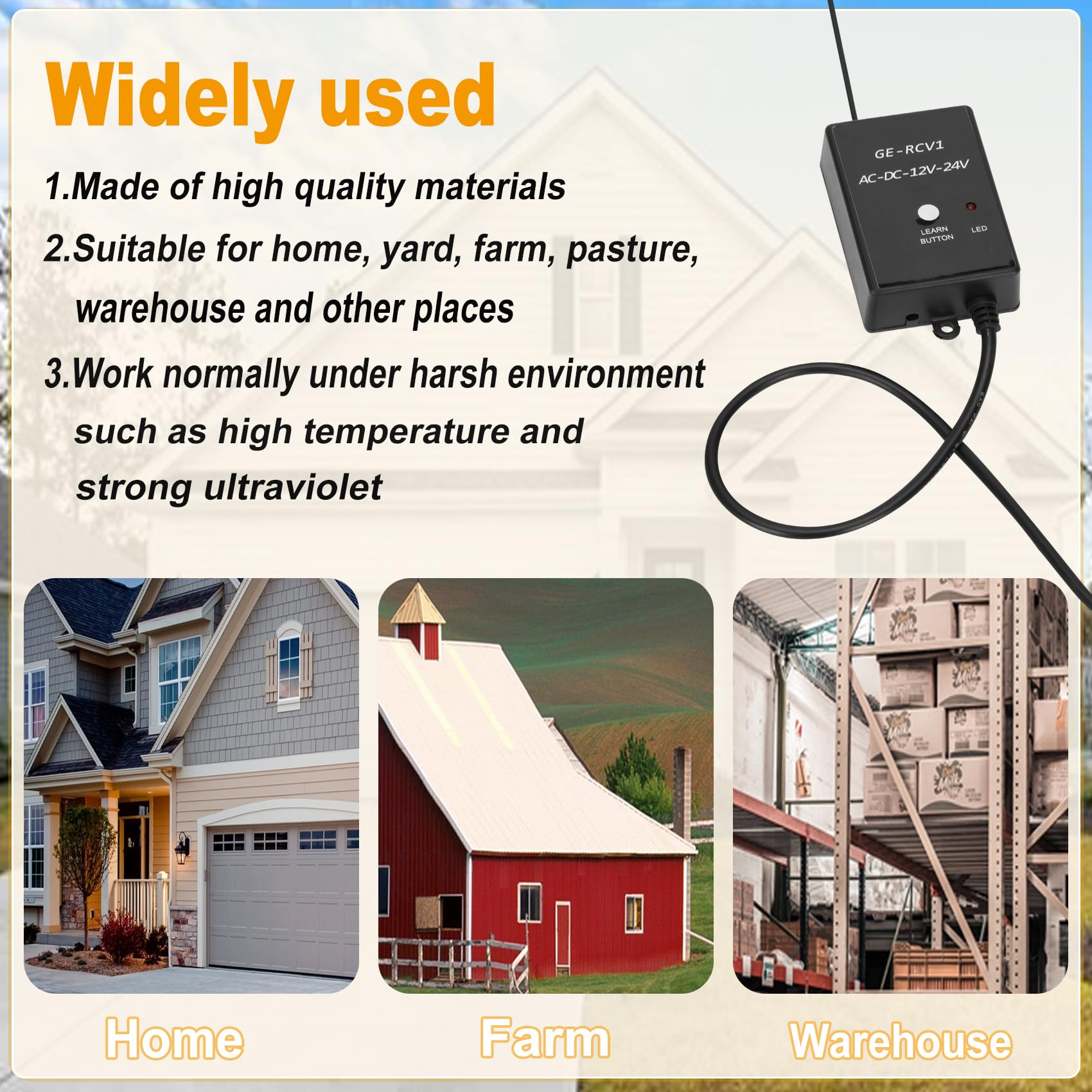 ERM12 - Receptor externo universal con 2 mandos a distancia | Compatible con abridores de puertas TOPENS, para abridores automáticos de puertas correderas y abridores de puertas de garaje