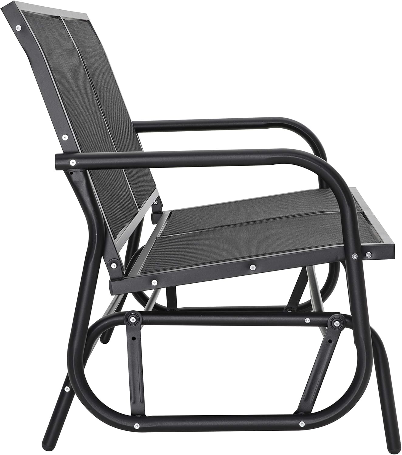 NUU GARDEN 2 Seats Outdoor Glider Bench Patio Glider Swing Chair with Powder Coated Steel Frame and Breathable Seat Fabric Outdoor Loveseat, Black