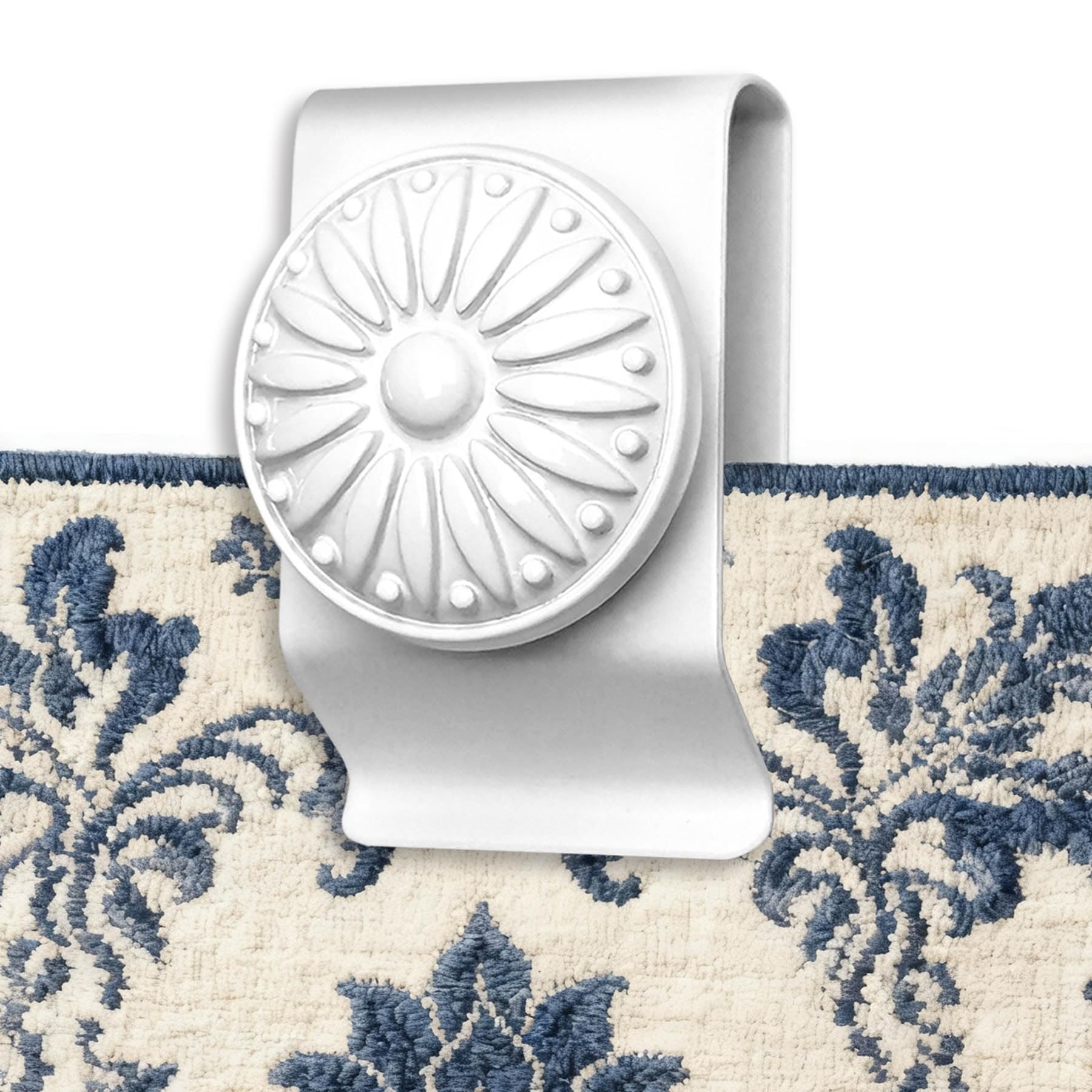 Tapestry Wall Hanging Clamps 4 Pack 1.2x2.0cm Textile Art Decoration Metal Clips for Hanging Rugs Carpet Display (White)