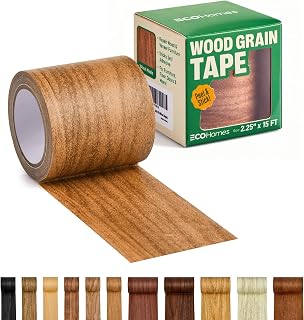 Wood Grain Repair Tape - Self Adhesive Brown Wood Colored Tape for Furniture Repair | Peel & Stick Veneer Strips Trim, Woodgrain Duct Tape for Furniture, Vinyl Floor, Door Patch Kit (Wheat Maple)