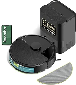 iRobot Roomba 104 2in1 Vacuum & Mop Robot - Self-Empties for 75 Days, Intense Power-Lifting Suction, Vacuums All Floors, Ideal for Pet Hair, LiDAR Smart Navigation Mapping, Mops Hard Floors