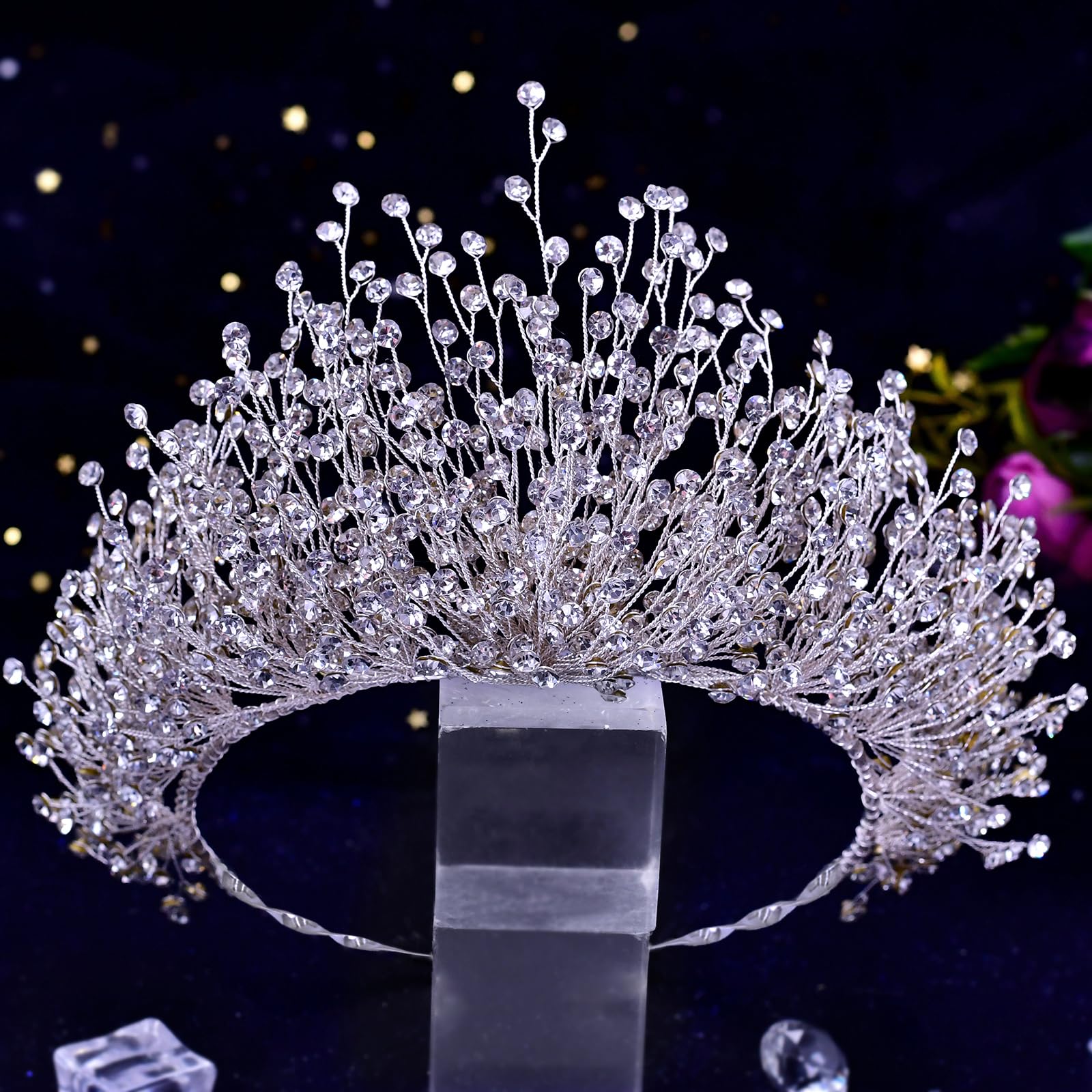 Corona di diadema da sposa in cristallo, diademi e corone da regina, corone da sposa per feste di compleanno, matrimoni, concorsi di nozze, accessori per capelli