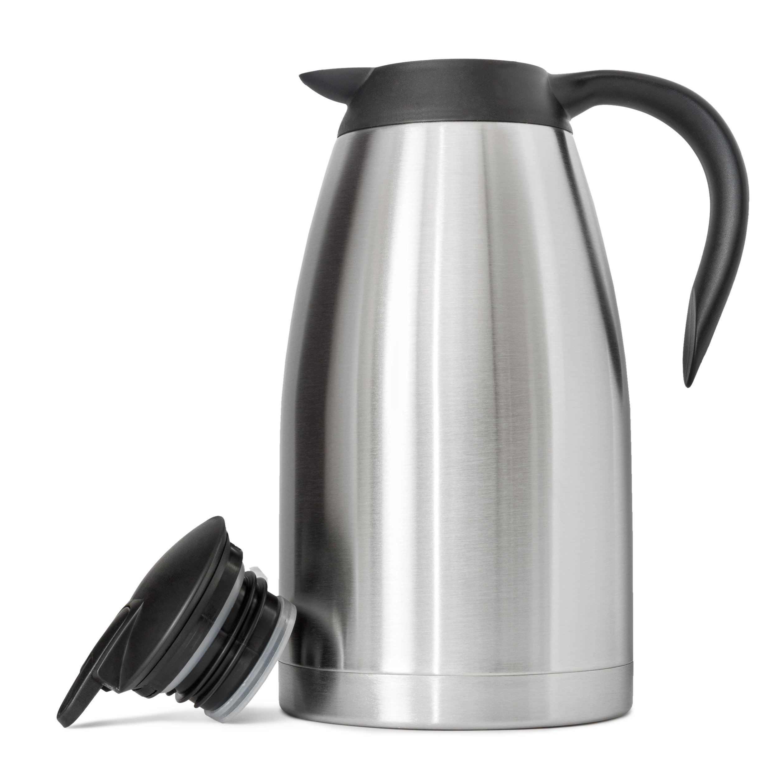68 Oz (2 Liter) German-Designed Thermal Coffee Carafe | Stainless Steel Insulated Double Wall | BPA-Free Thermos | Keeps Beverages Hot/Warm (up to 12 Hrs) or Cold (up to 24 Hrs)