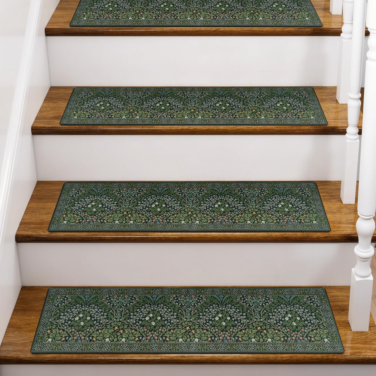 Marchettes d'escalier antidérapantes OJIA vert floral anti-chute chien et senior