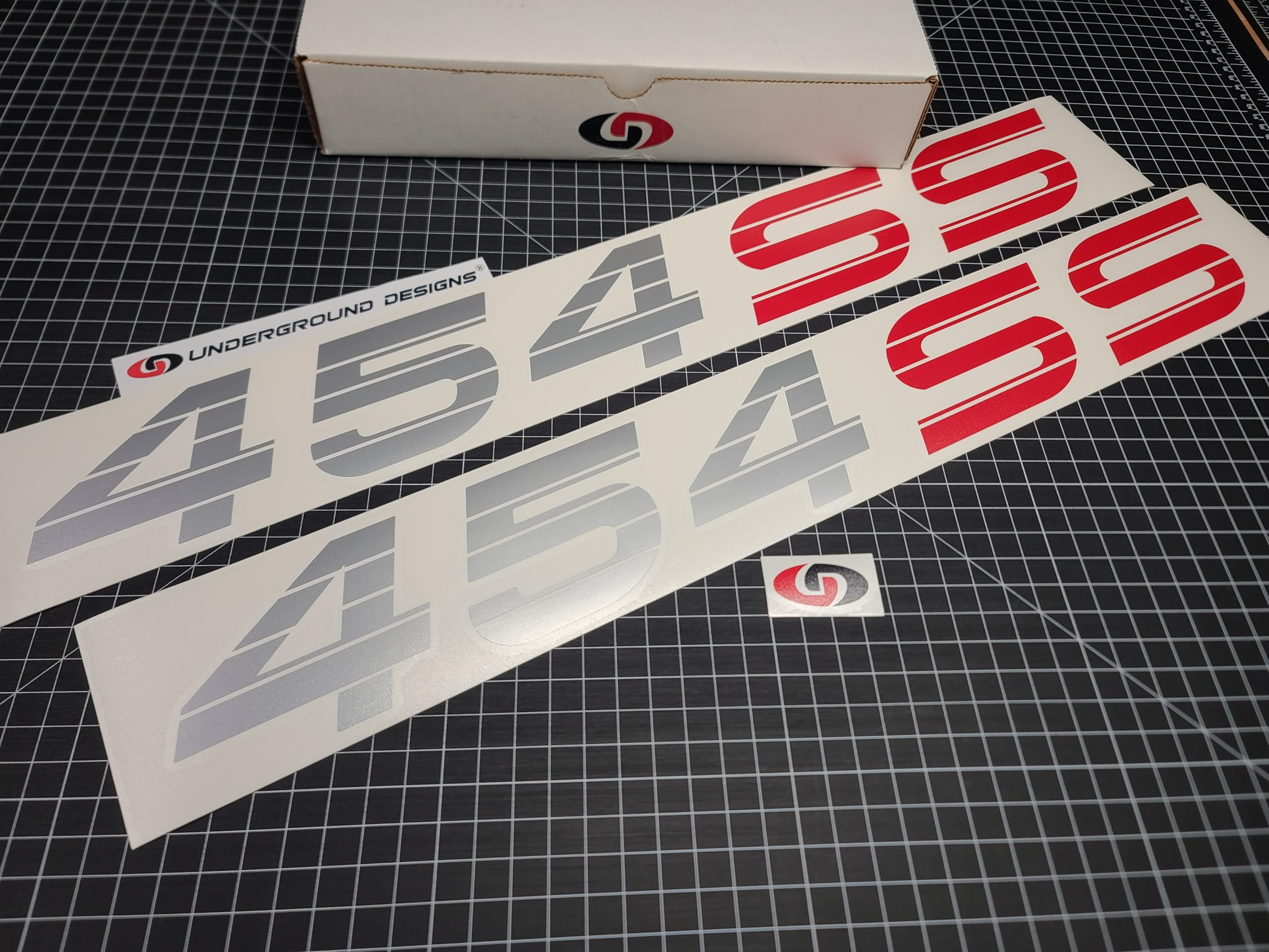 350 400 454 SS Decals (2pk) Truck Bedside Stickers Fits 1990-1993 Chevy Silverado 1500 2500 (Metallic Silver & Red, 454 SS)