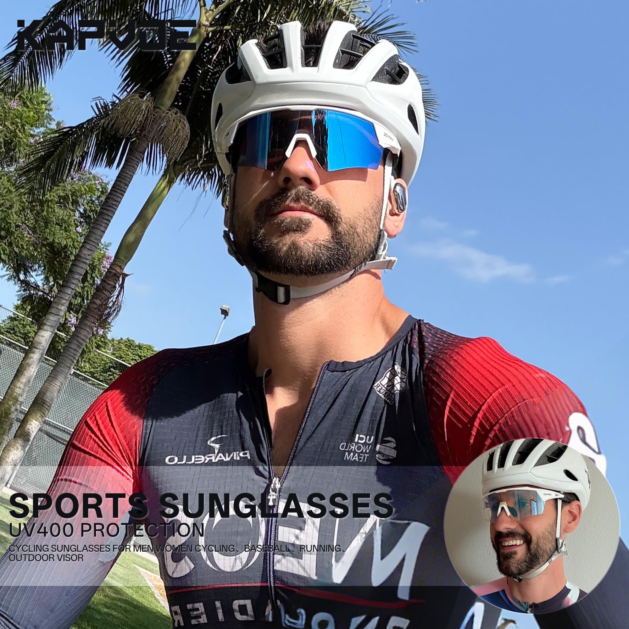 KAPVOE Occhiali da Ciclismo Fotocromatici Shadowless UV400 Uomo Donna K198