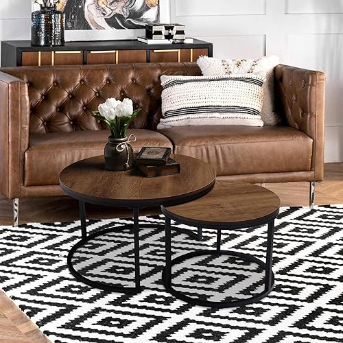 TAID Mesas de centro apilables para tu sala de estar, tu elección de 3 diseños, el juego incluye 2 mesas de centro industriales pequeñas,