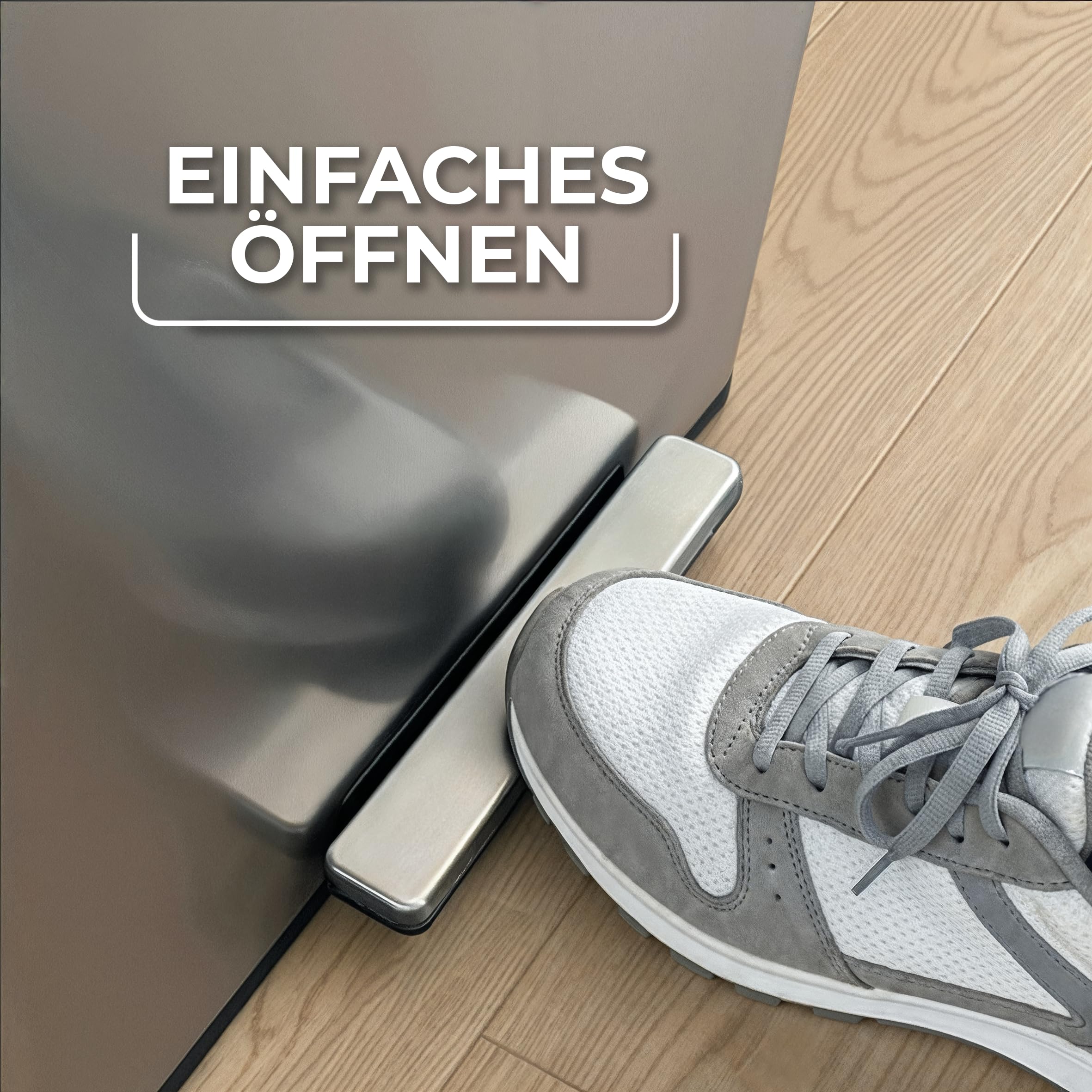 Vileda Mülleimer 60L Edelstahl silber mit 2x 30L Fächern - Treteimer mit Deckel - Abfalleimer 60L mit Soft-Close und 90 Grad Öffnung - Mülleimer Küche 60L - inkl. Einsatzfach für Duftpads im Deckel