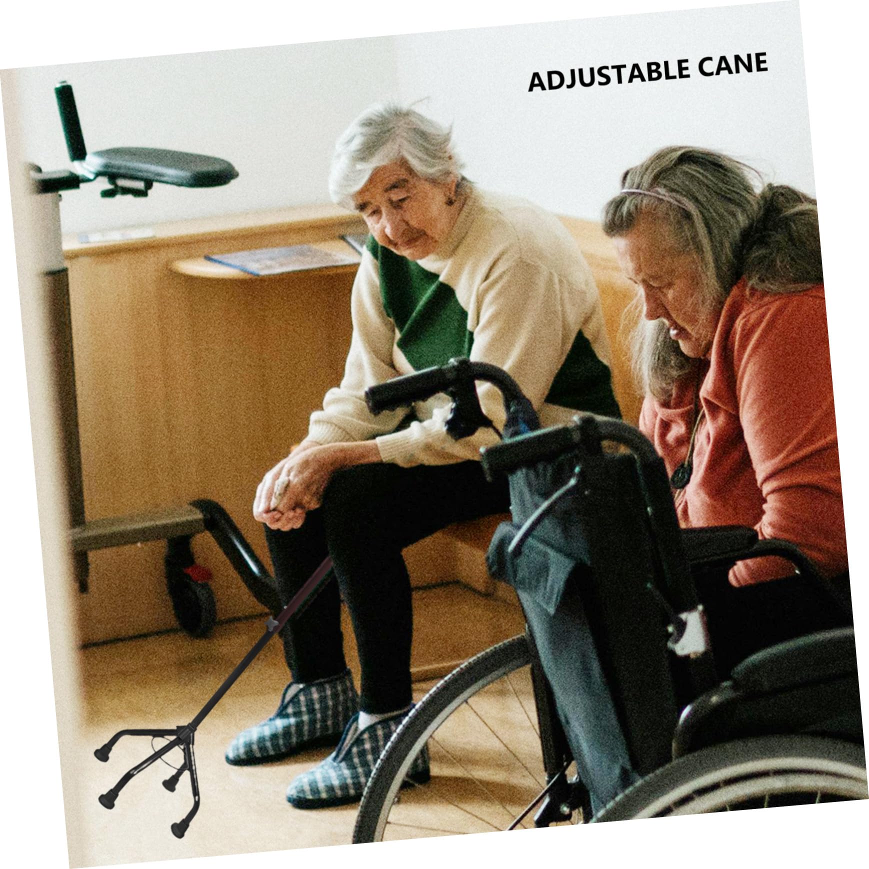 Gatuida Bastón Diseño de Cuatro Patas Ajustable de Aleación de Aluminio y Agarre Cómodo Adecuado para Trekking y Senderismo en Personas Mayores