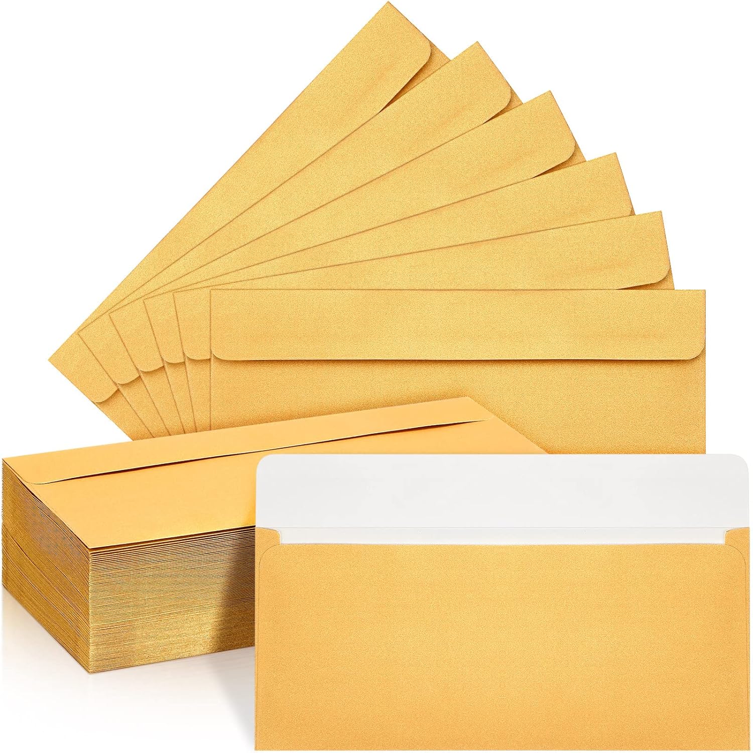 TaoBary 200 Pcs 10 Gold Envelopes Business Envelopes Self