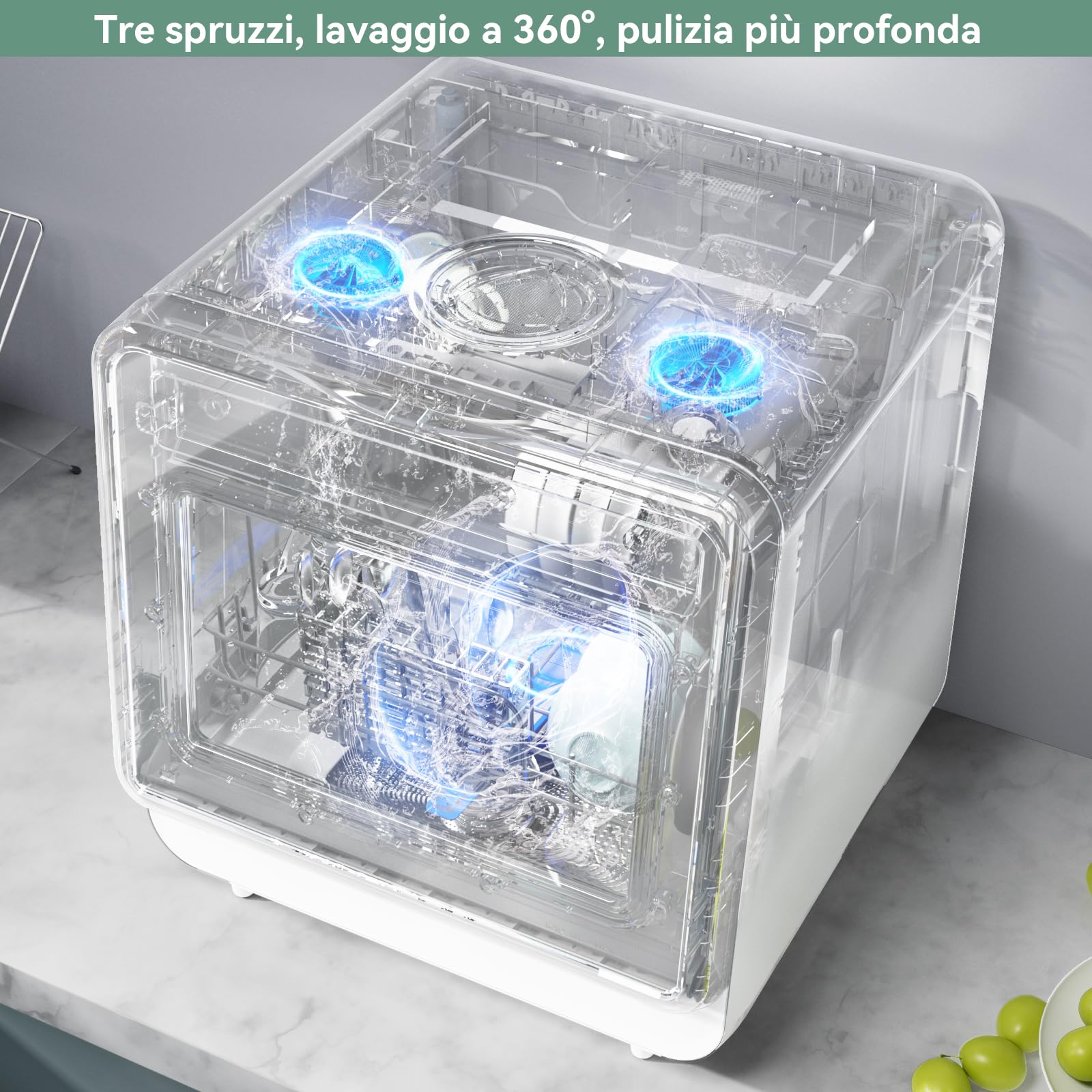 magicplux Lavastoviglie Portatile Senza Installazione, con Serbatoio Integrato 5L, Schermo a Colori, 5+3 Programmi e 3 Bracci di Lavaggio, 5 Coperti, per Appartamenti e Camper