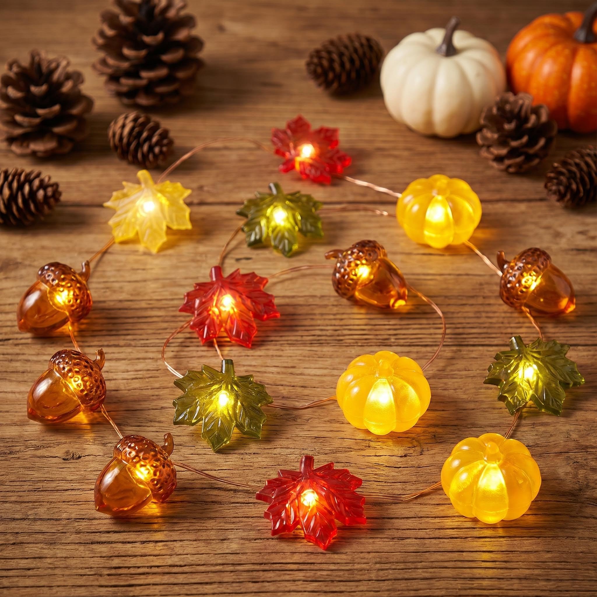 Halloween Pumpkin String Lights 2M 20 LEDs, Steady On Battery Operated Waterproof Fairy Lights, Indoor Outdoor Halloween Decorations Autumn Fall Thanksgiving Decor for Home Party Garden (style 2)