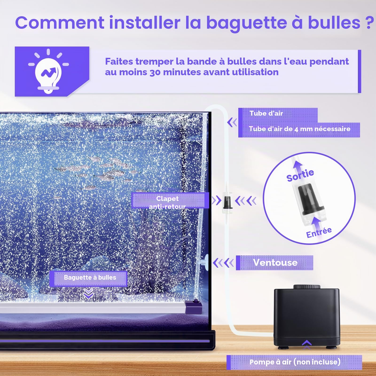 hygger Bulleur Aquarium Pierre à Air, Diffuseur Air Aquarium, 43CM Aquarium Bubbler avec Tuyau, Pierre Diffuseur Air Aquarium pour Eau Douce et Eau Salée