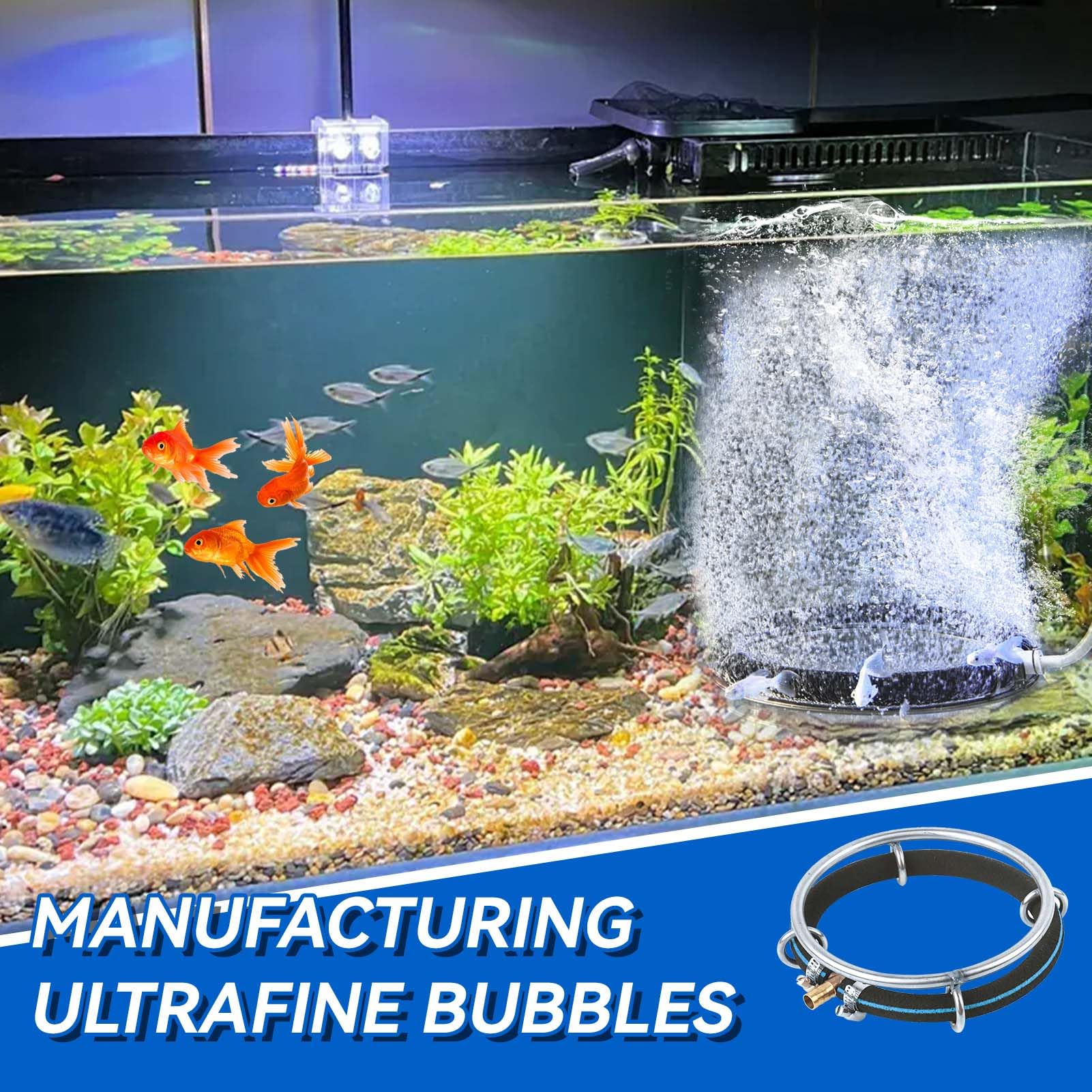 Pietra Per Aria Acquario - Rotonda, Diametro 6 Cm, Per Pompa Ad Aria, Con Collegamento Tubo 4mm