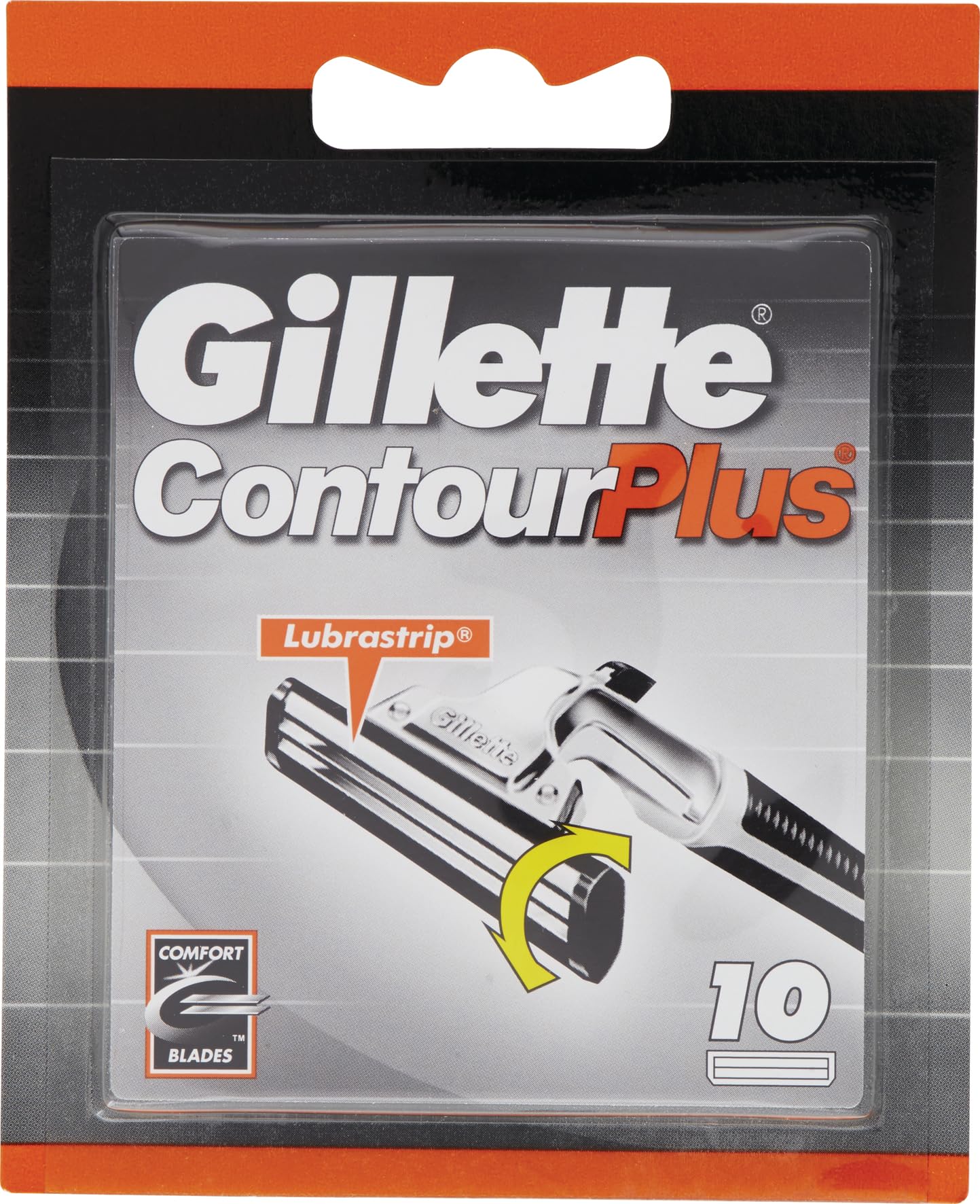 Gillette ContourPlus Razor Blades for Men's Razors, 10 Replacement Blades for Wet Razors with Swivelling Double Blade