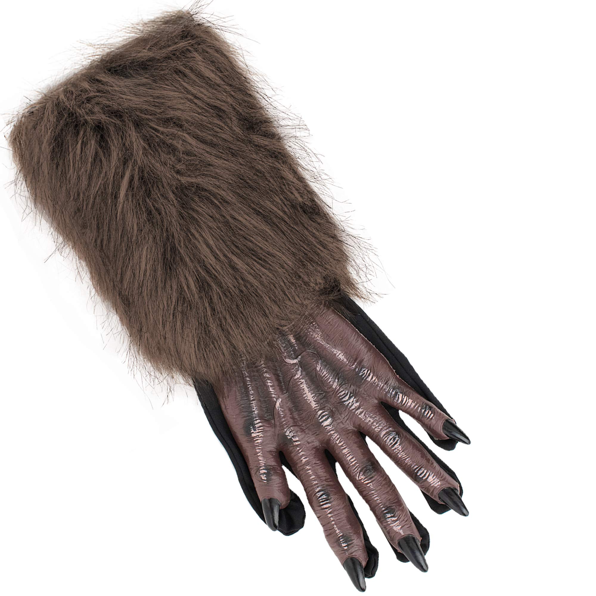 Skeleteen Werewolf Hand Costume Gloves Brown Hairy Wolf Claw Hands