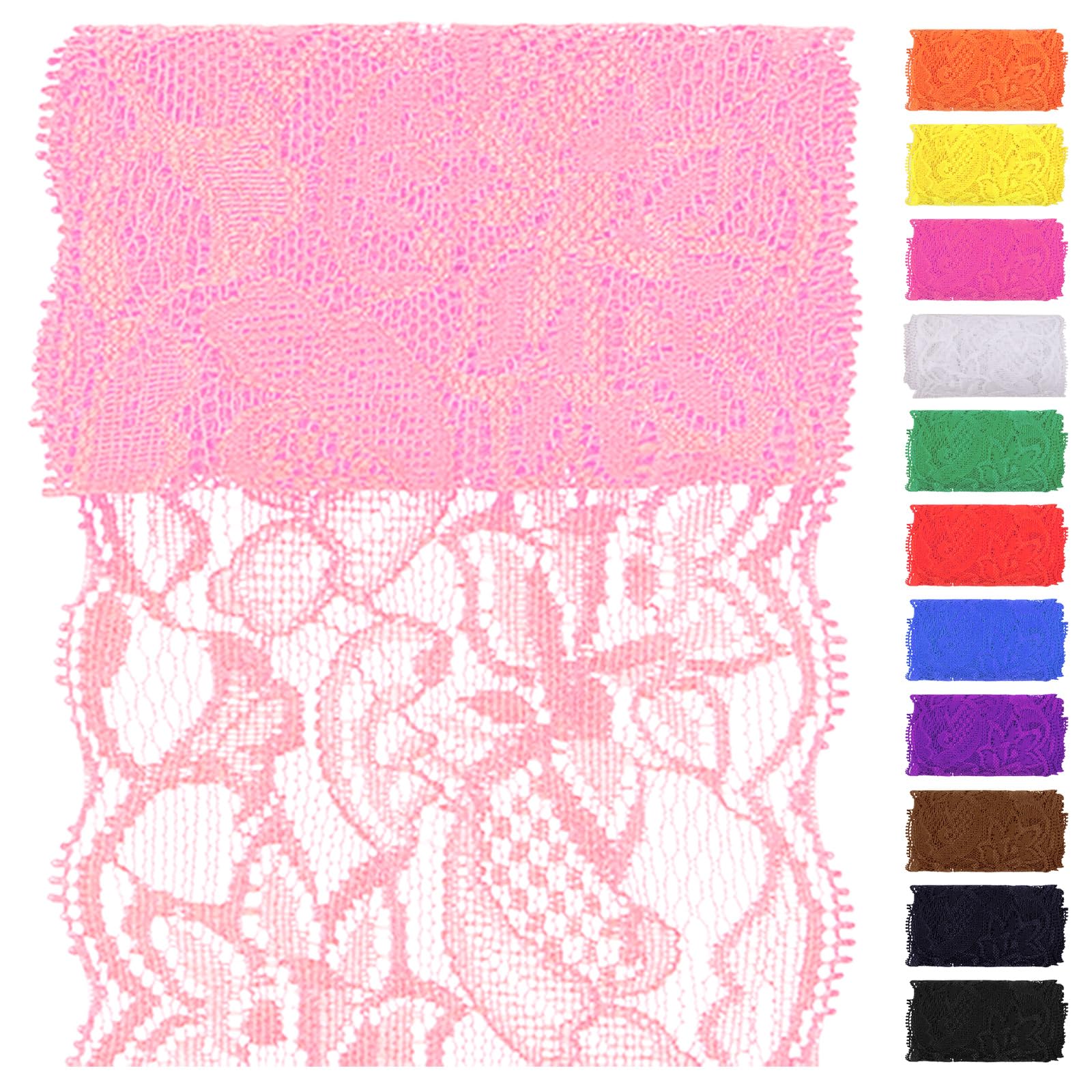 GORGECRAFT 5 Yards 6 Inch Brede Stretch Elastische Kant Lint Bloemen Rose Patroon Trim Stof Naaien voor Jurk Tafelkleed Haarband Bruiloft Decoraties ( Zwart