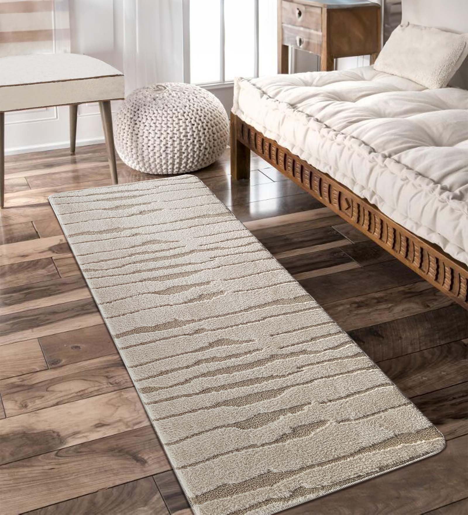 Obsessions Solid (2.5x5 Feet) Beige Bedside Runner for Living and Bedroom-picture-11