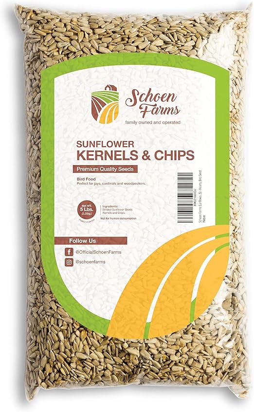 Schoen Farms Sunflower Kernels and Chips (5 LBS) Hearts, Bird Seed