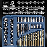 Vista 2 de MABLEVI 49 Pcs Screw Extractor Bolt Extractor Set, Left Hand Drill Bit Set, Easy Out Multi-Spline Stripped Bolt Remover for Broken Rusted Nuts Bolts