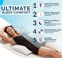 Vista 2 de ComfiLife Almohada de apoyo lumbar para dormir, almohada de espuma viscoelástica para aliviar el dolor de espalda, dormir de lado, espalda