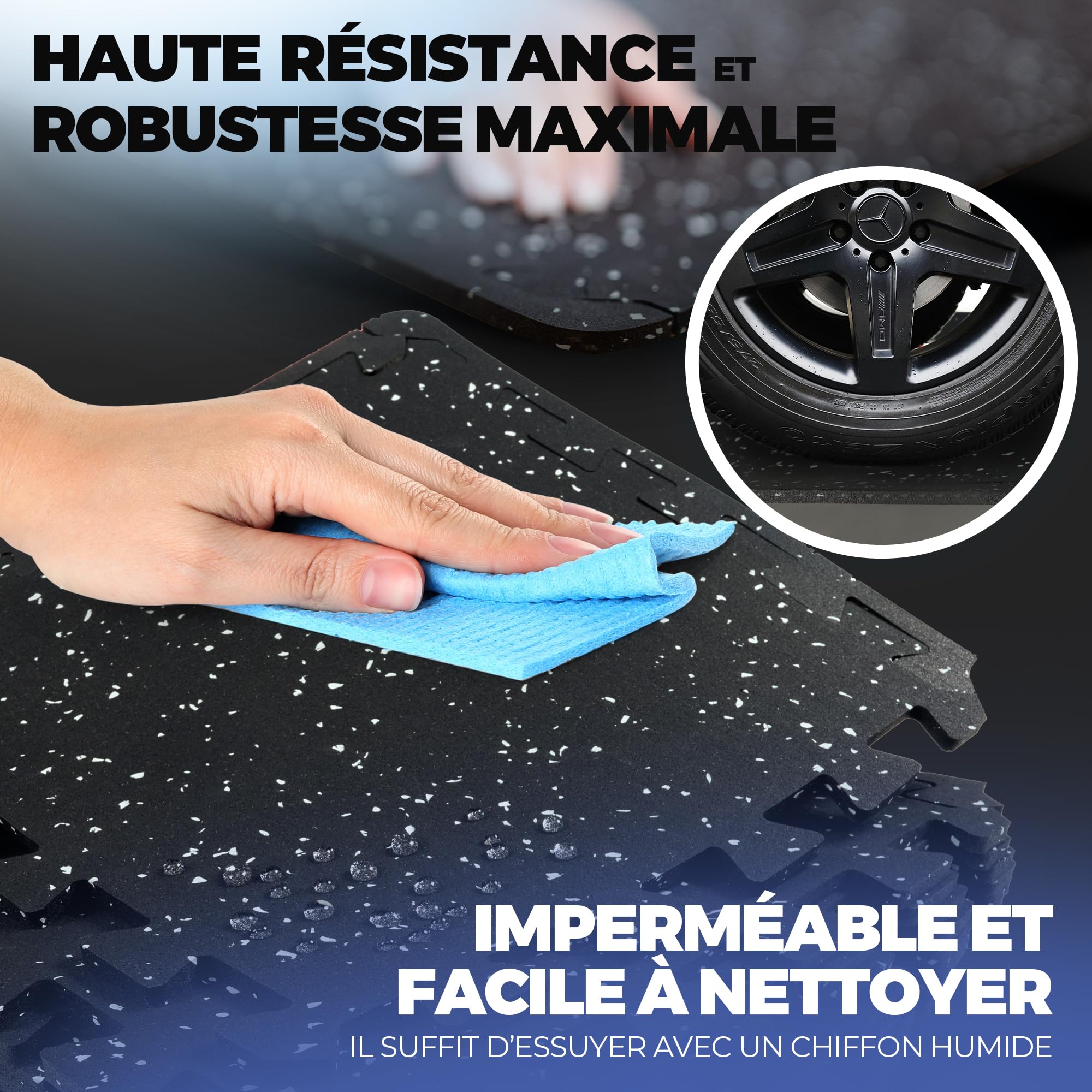 bemaxx Tapis de Protection de Sol - 9 Dalles en Mousse sans BPA + Bordures | Matelas Puzzle pour Matériel Fitness Gym Musculation - Salle de Sport, Garage | Isolation Contre Coups, Bruits, Éraflures