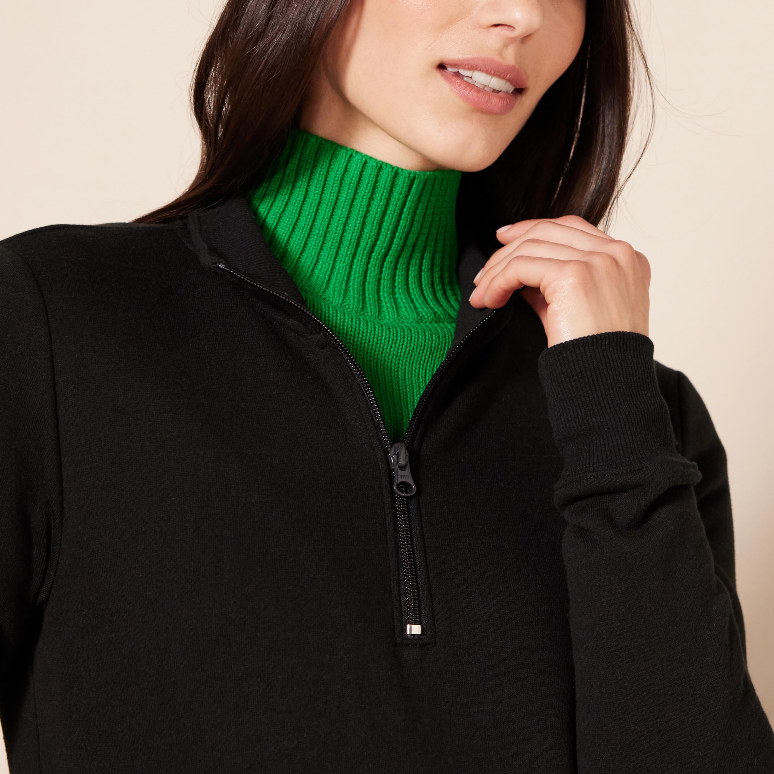 Amazon Essentials Top in Pile con Cerniera a Un Quarto a Maniche Lunghe (Disponibile in Taglie Forti) Donna
