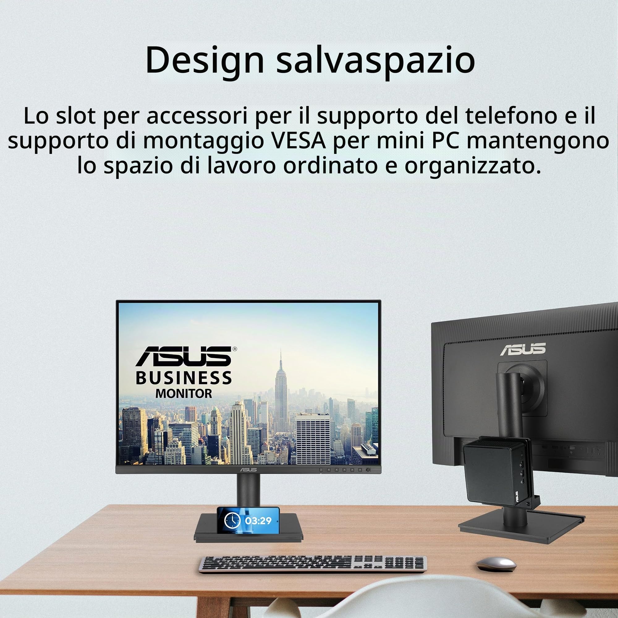 ASUS BE248CFN, Monitor Business da 24”, WUXGA IPS (1920x1200), Nero | HDMI, Frameless, Microfono e Speaker Integrati, Design Ergonomico, Eye Care, Bassa Luce Blu, Montabile a Parete