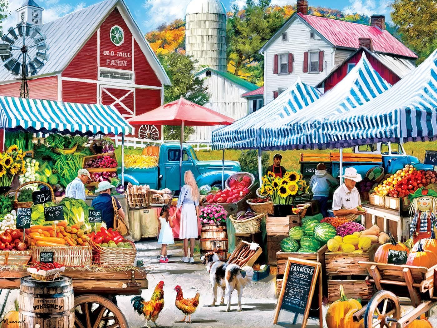 MasterPieces Puzzle da 750 pezzi per adulti, famiglia o bambini - Old Mill Farm Stand - 45,7 x 61 cm