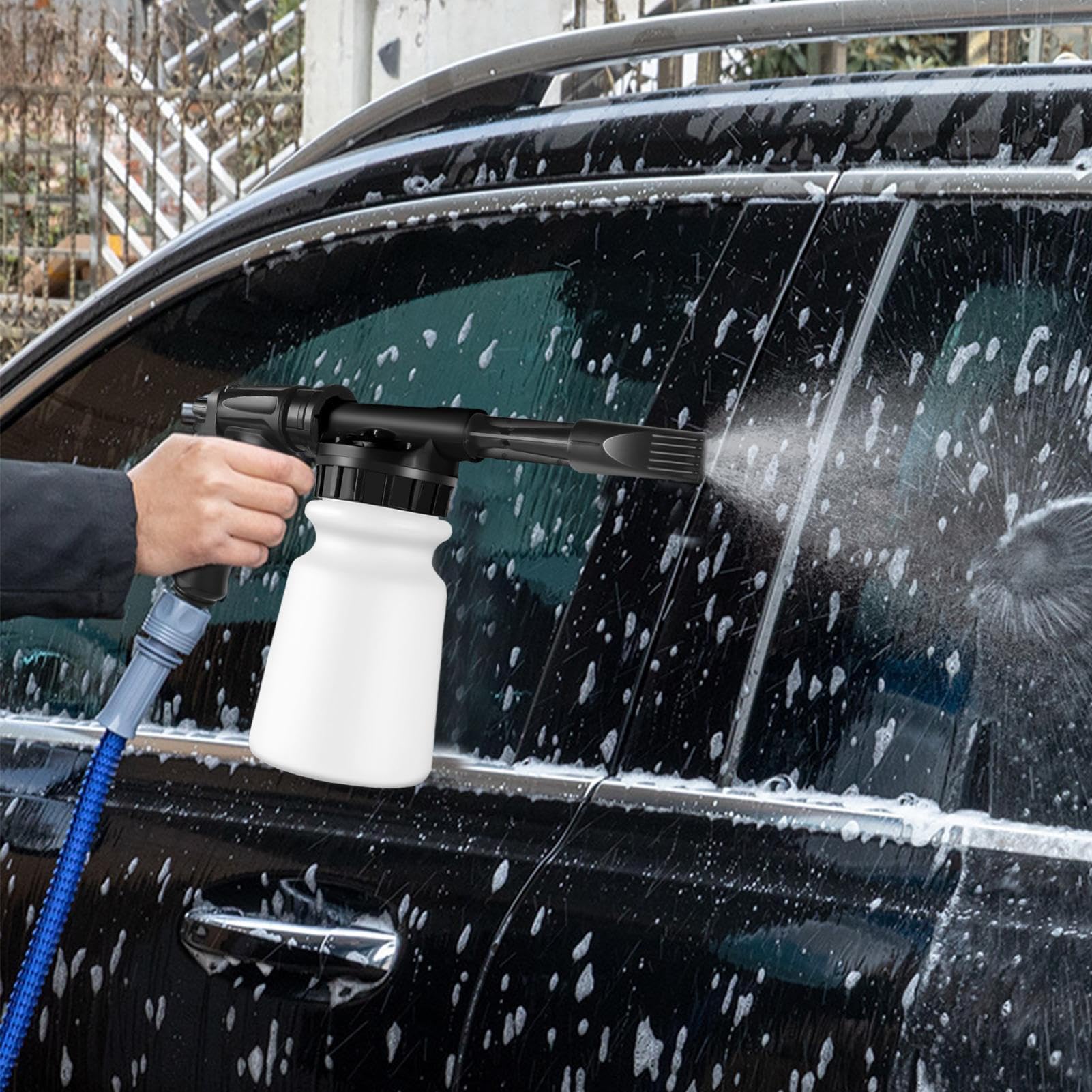 Schiuma 1L - Pulizia Alta Pressione Schiuma Abbondante | Spruzzatore Schiumaa da Giardino con Attacco Rapido Universale | Per Proprietari Auto, Casa, Giardinaggio per Lavaggio Auto Esterno, Irr