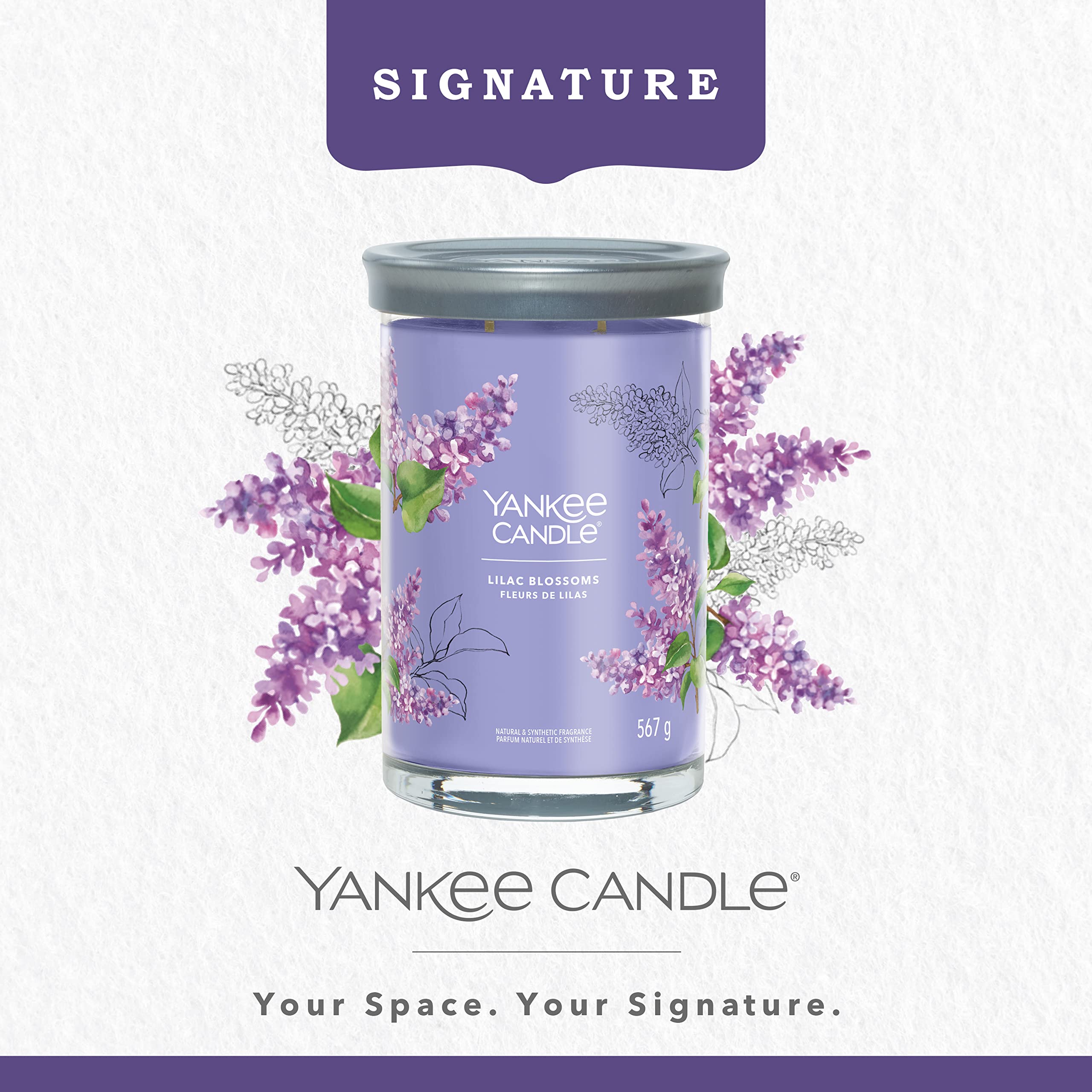 Yankee Candle Signature Scented Candle | Lilac Blossoms Large Tumbler Candle with Double Wicks | Soy Wax Blend Long Burning Candle | Perfect Gifts for Women