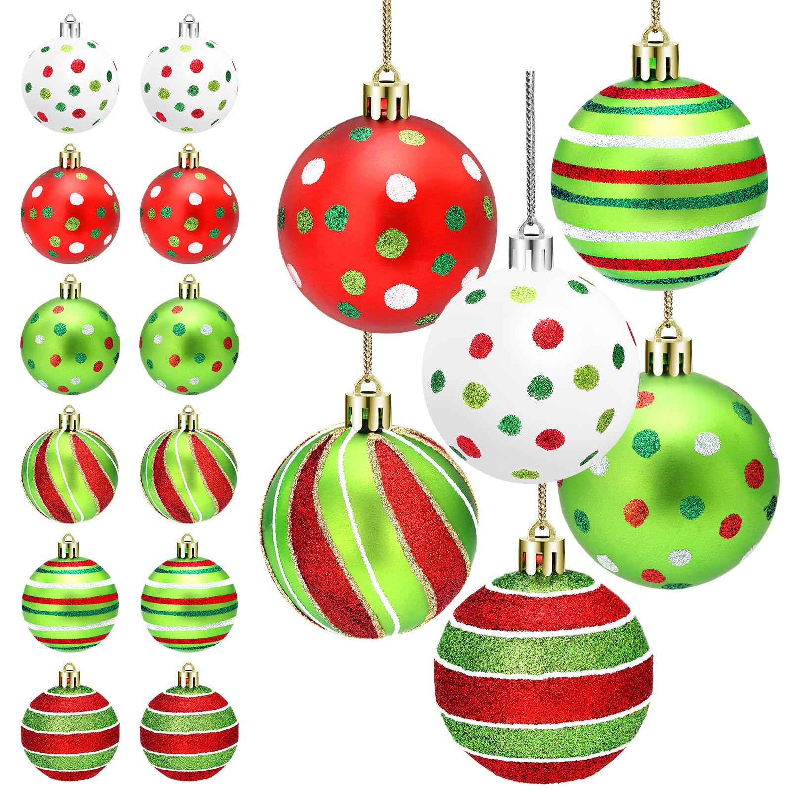 Juego de 12 adornos de bolas de Navidad brillantes para decoración de árbol de Navidad, bolas de Navidad inastillables para decoración del hogar, fiestas, regalos de manualidades, 2.4 pulgadas