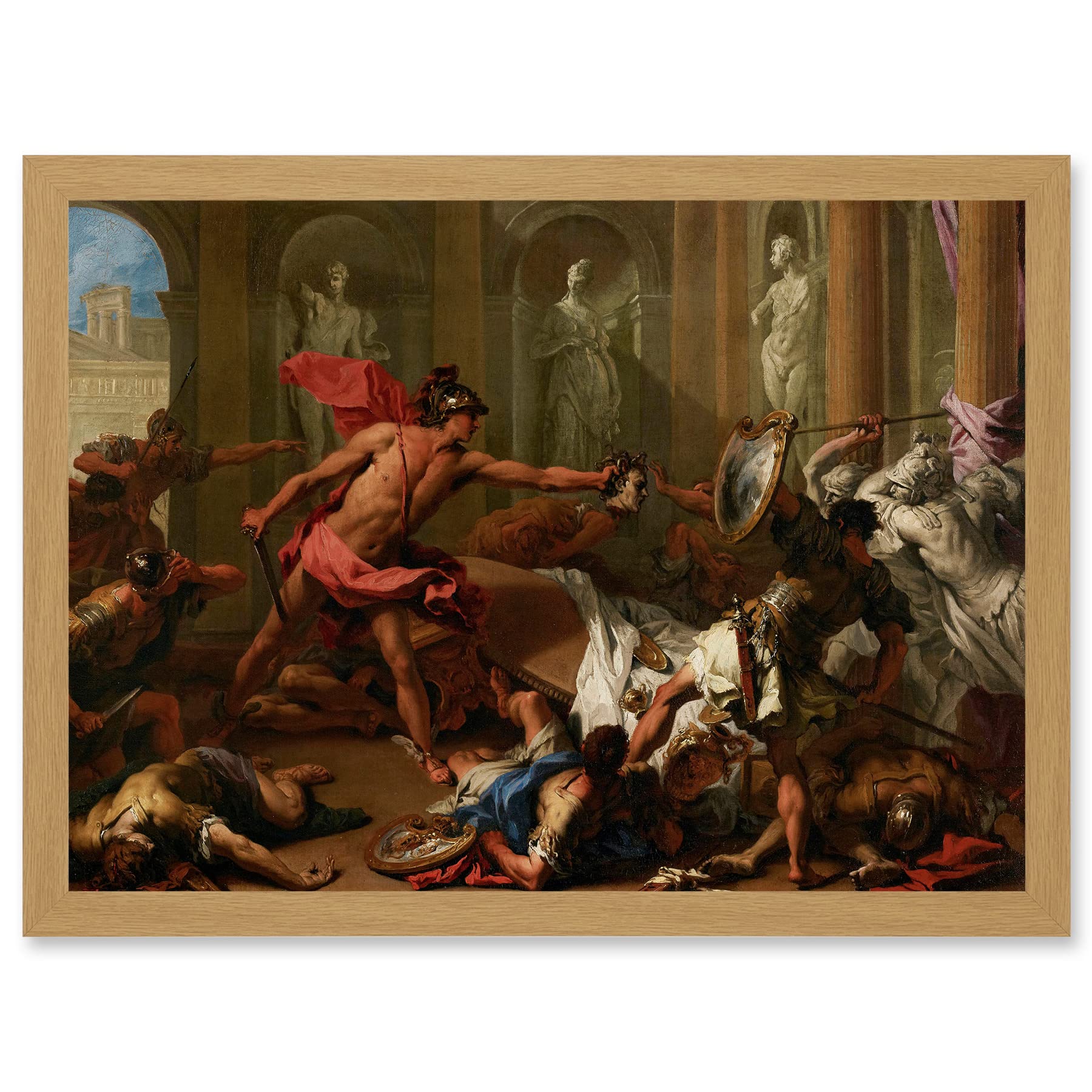 Artery8 Ricci Perseus Phineus Head Medusa Gorgon Greek Myth Painting Artwork Framed Wall Art Print A4