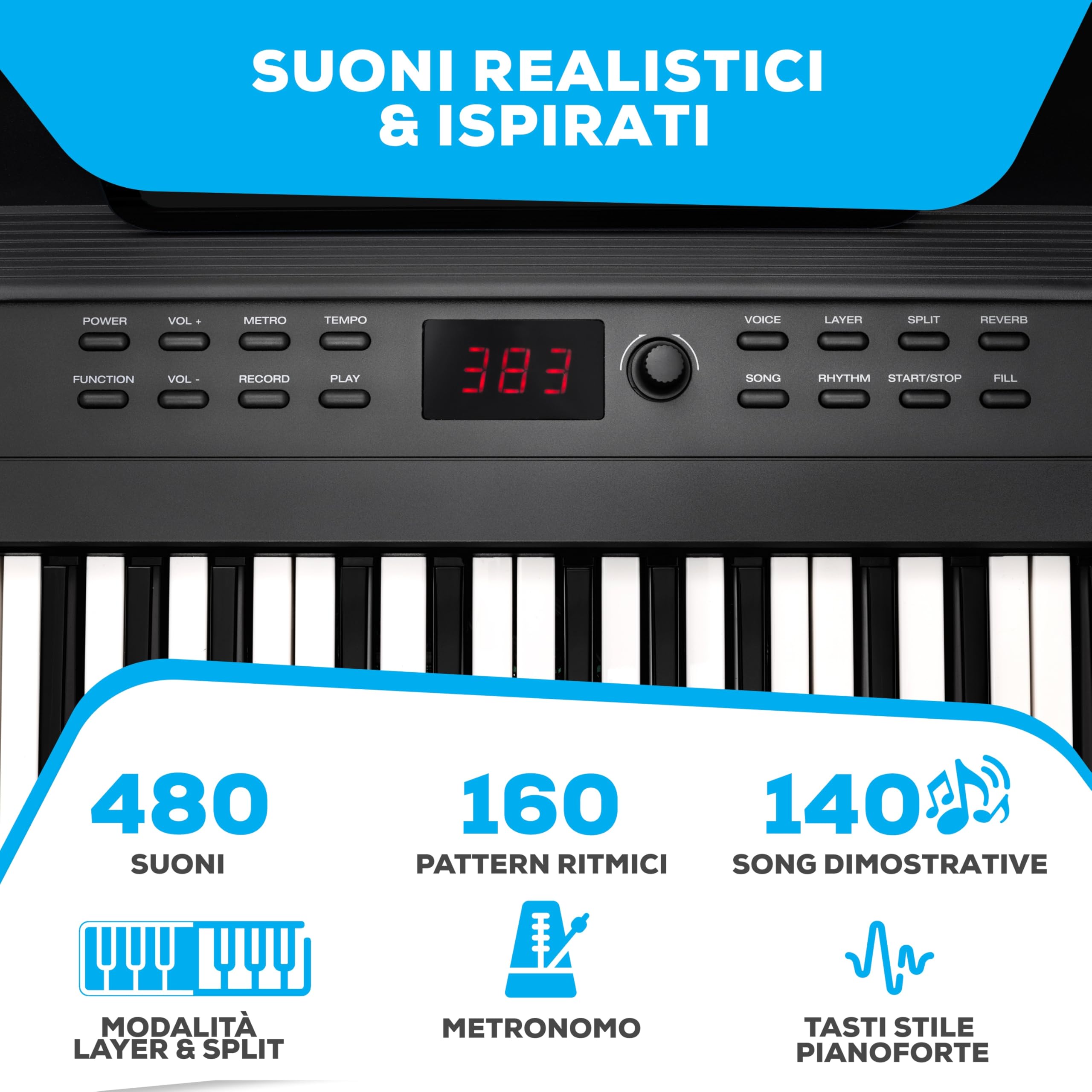 Alesis Pianoforte Digitale 88 Tasti, 480 Suoni, USB MIDI, Custodia, Cuffie, Pedale