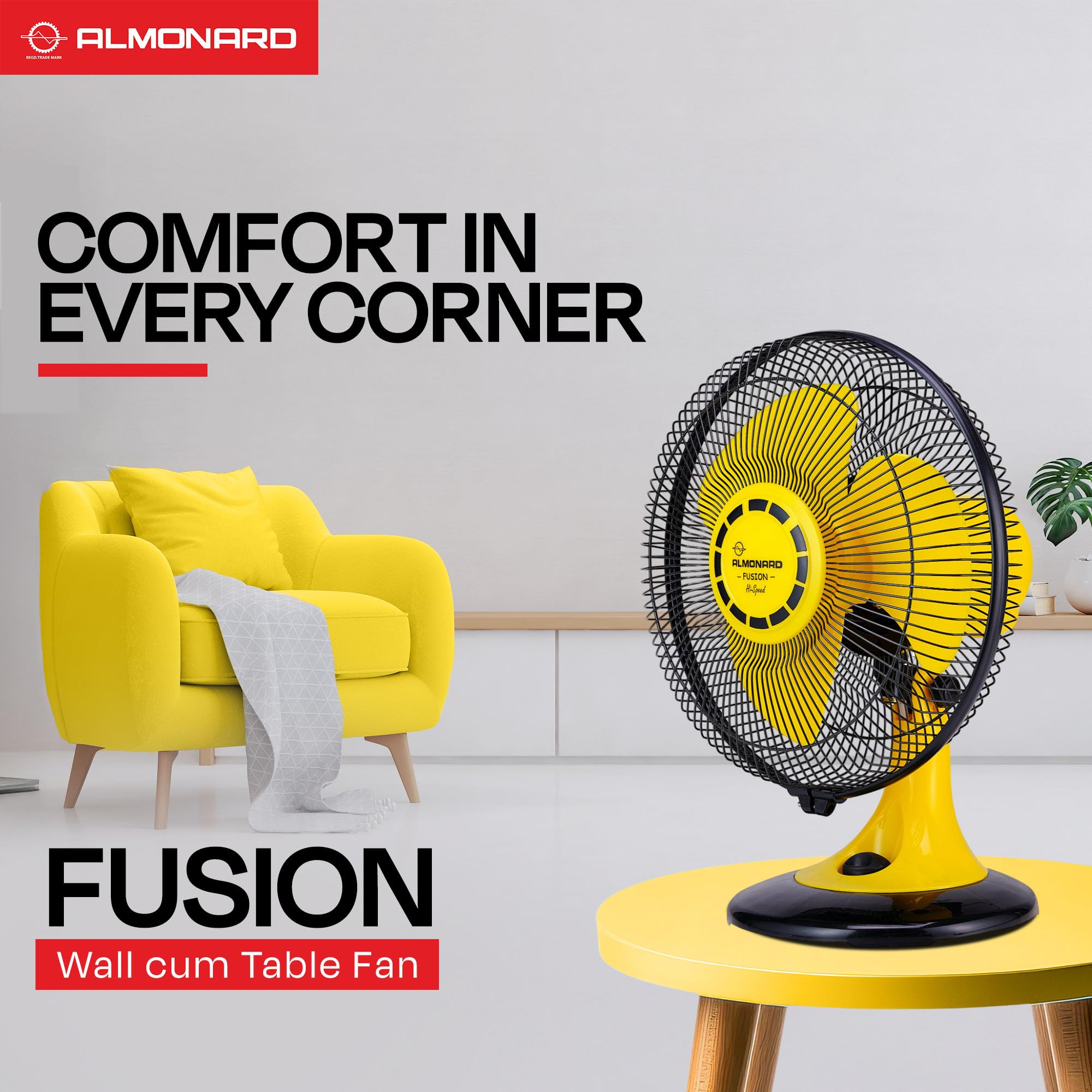 Almonard Wall & Table Fan - 78W, 3 Speeds, FREE SHIPPING -4