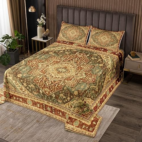 Miniatura 1 de Erosebridal Juego de ropa de cama oriental tamaño King, vintage, juego de colcha persa terracota, juego de colcha estética hippie, juegos de cama de