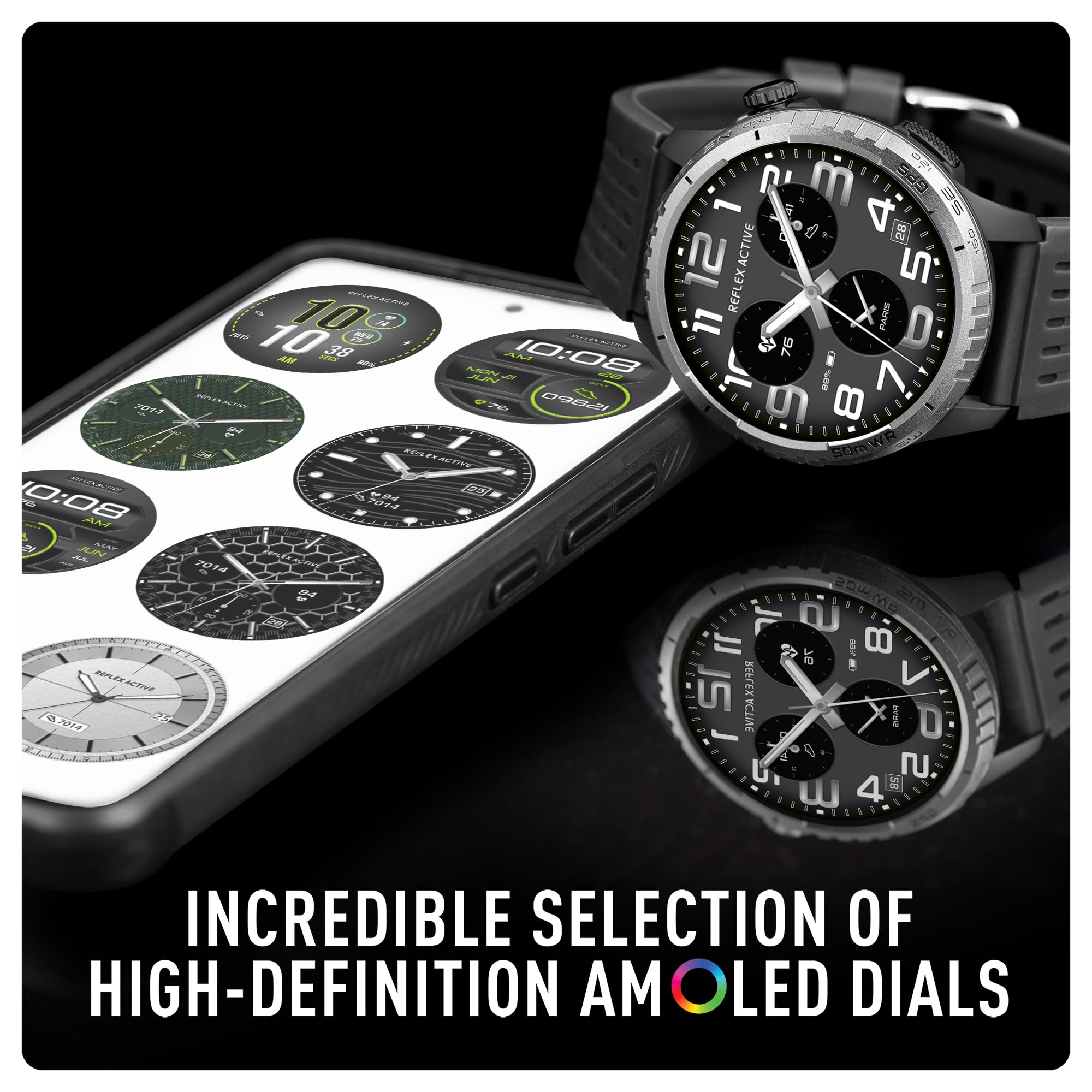 Reflex Active Sea Venture - Reloj Inteligente AMOLED GPS con Correa Negra, 50 m