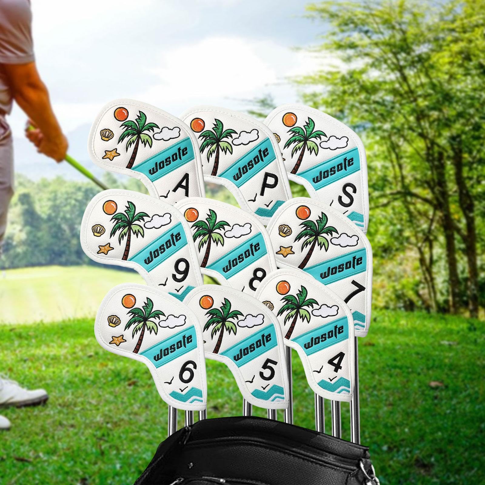 9X Golfschlägerhüllen, Schutzhüllen für Golfschläger, Trainingsausrüstung, PU Schutz für