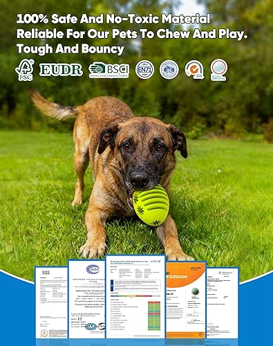 Miniatura 6 de Deeow Juguete de pelota de rugby resistente para perros con plátano, juguete para buscar y masticar, dispensador de golosinas de alimentación lenta