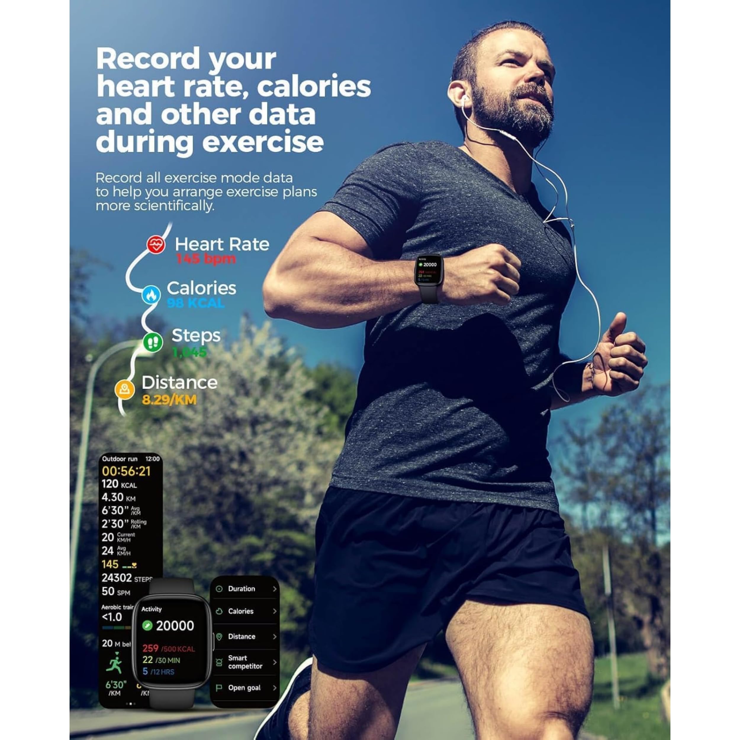Montre Connectée Smartwatch Alexa Intégré 1,83" HD IP68 Étanche 100+ Modes Sportifs Fréquence Cardiaque Noir