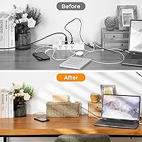 Vista 4 de StorageWorks Caja de Gestión de Cables, Organizador de Cables de Mimbre de 2 Ranuras para Ocultar Cables y Regleta de Energía, Caja Ocultacables