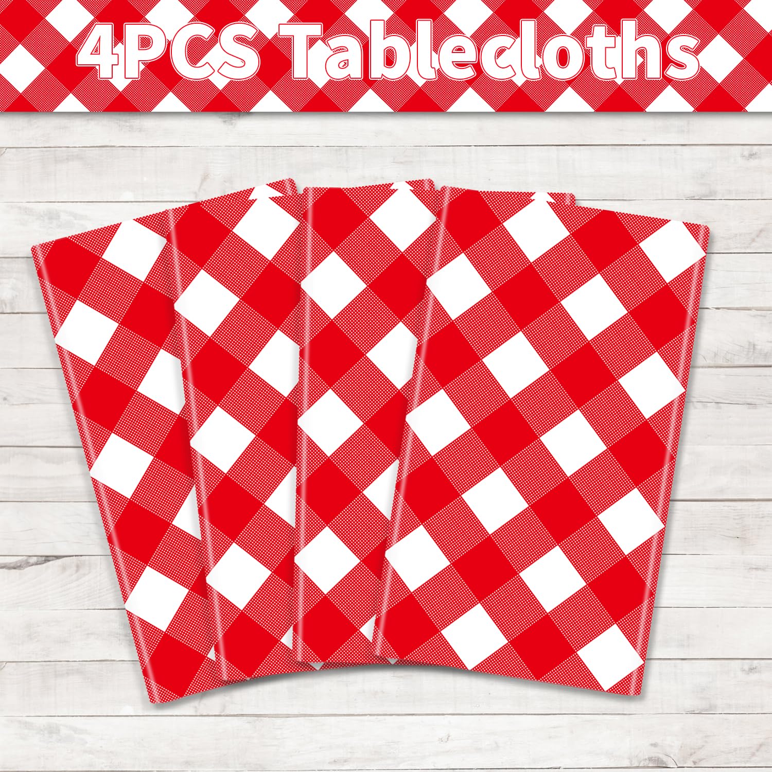 Tovaglie A Scacchi Rosse E Bianche - Confezione Da 4 - Impermeabili E Pratiche Per Feste E Picnic! - Foto 10