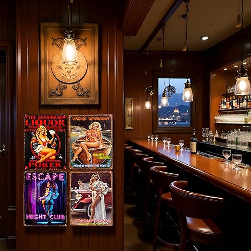 Miniatura 6 de Pin-up Girl Liquor In The Front Poker In The Trear, cartel de metal vintage Rojo -,Servicio de Auto,Baño,Servicio Completo,Car Service,Garage