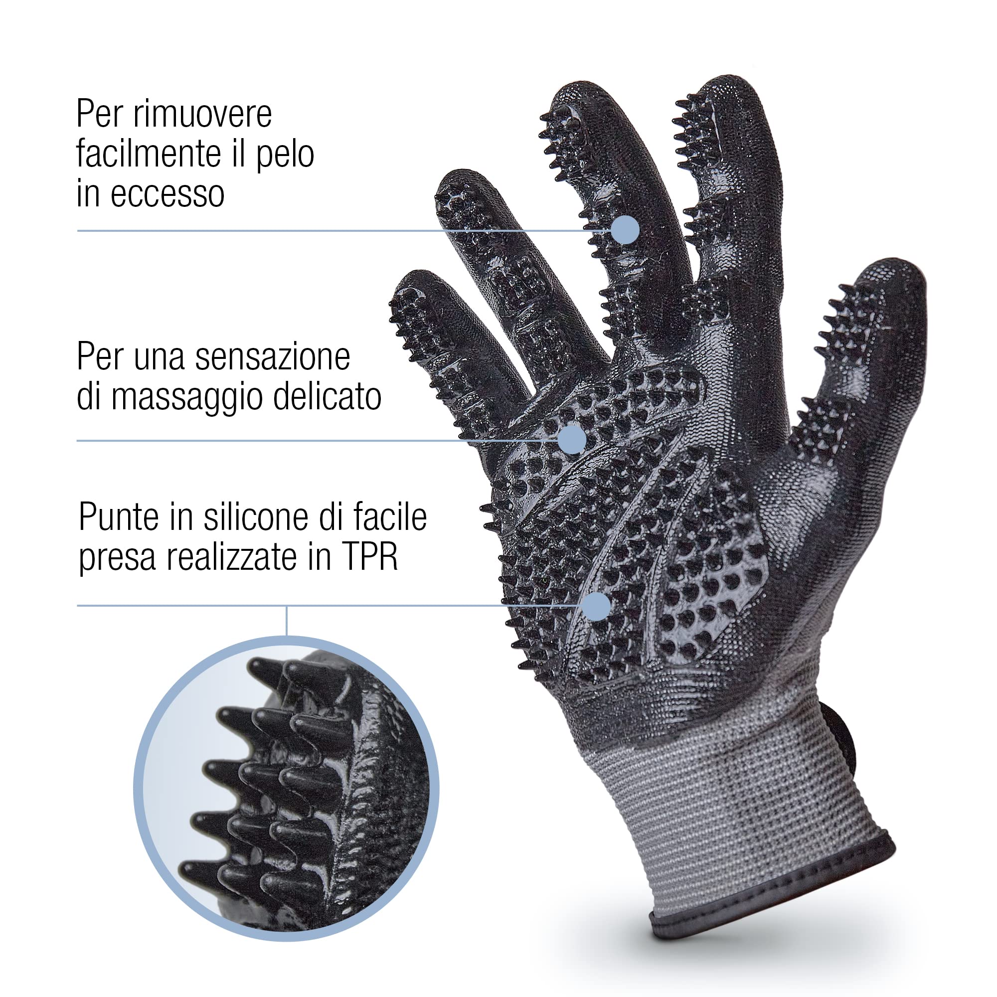 Guanti In Silicone Per Toelettatura Animali | Spazzola Massaggio Per Cani E Gatti | Rimuove Pelo E Pulisce Senza Stress - Foto 7