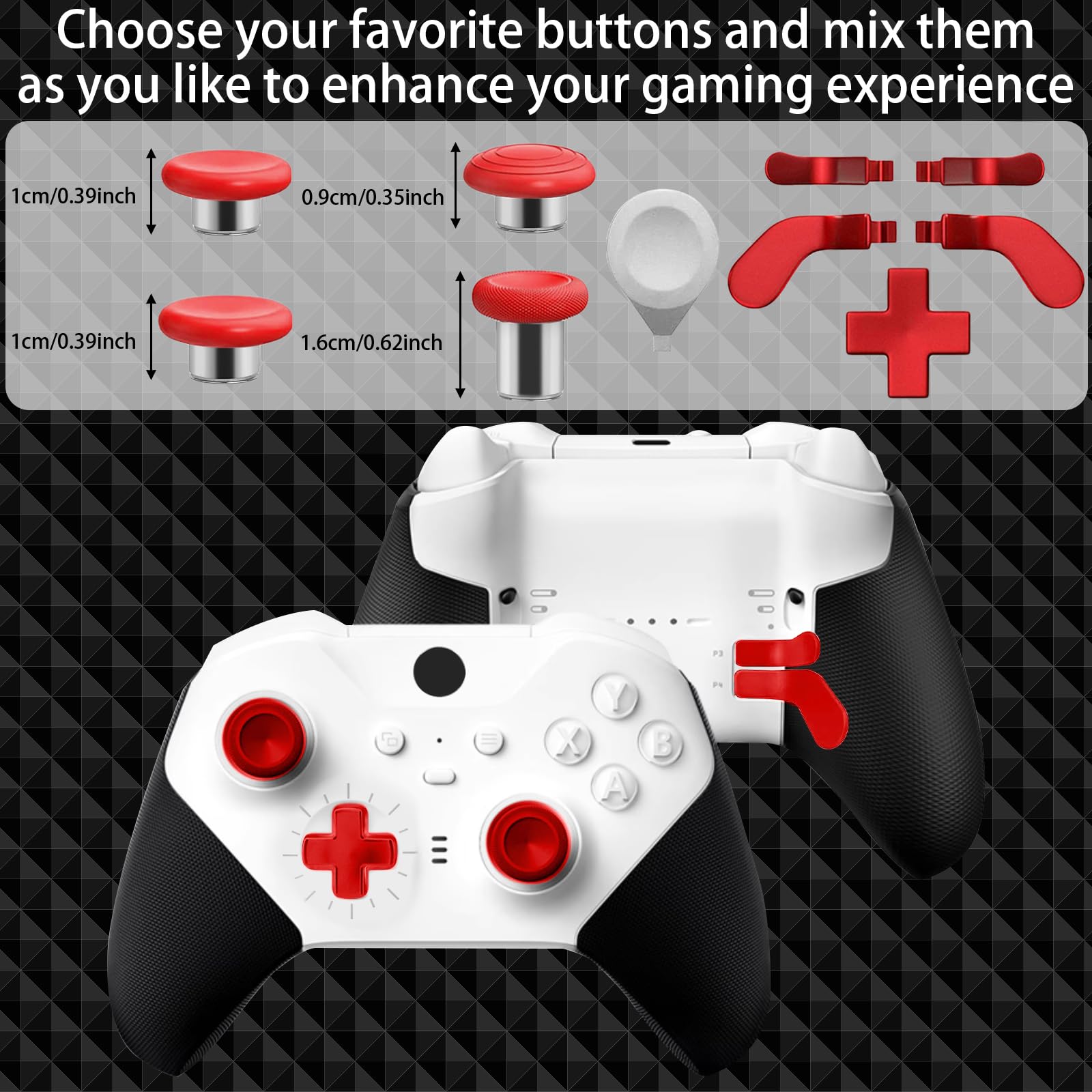 Paquete completo de componentes para Xbox Elite Series 2 Xbox Elite Controller 2 accesorios con funda de transporte, 4 paletas, 4 palas, base de carga y 1 herramienta de ajuste (rojo)