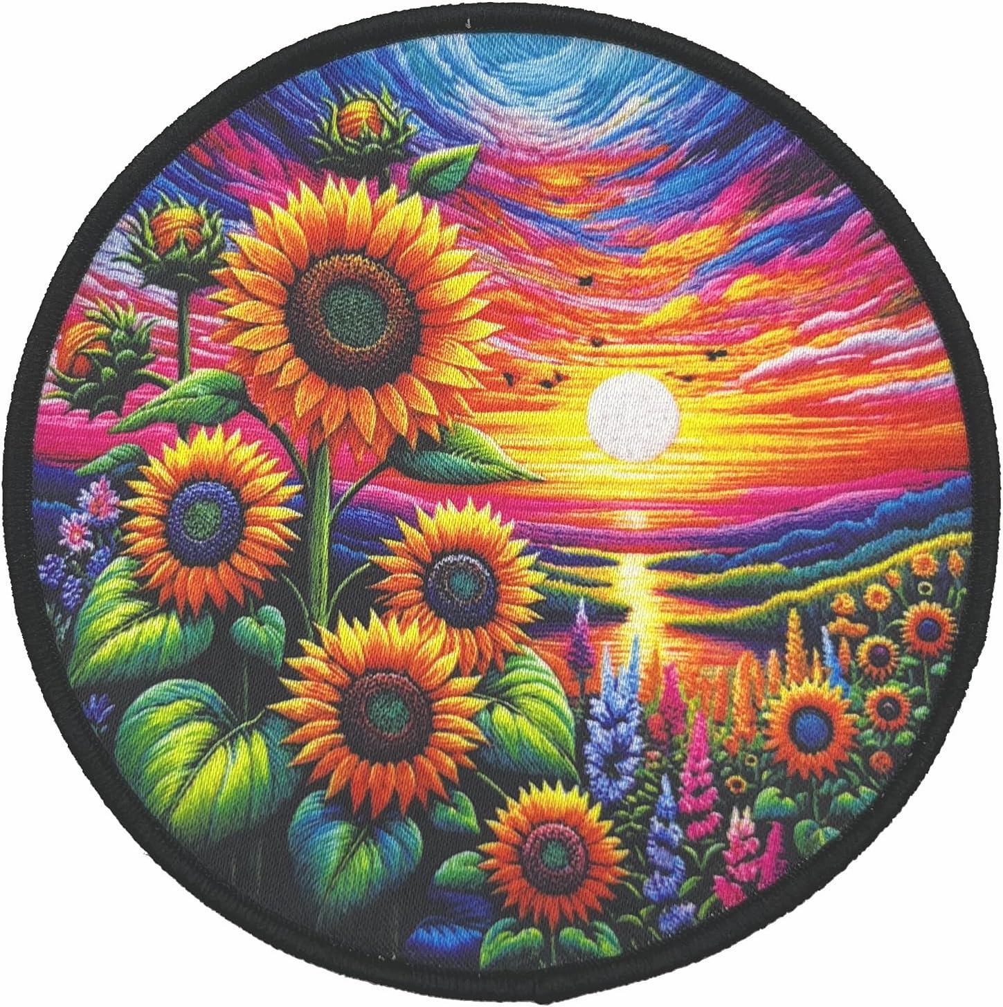 4" Sunflowers Iron-on/Sew-on Patch, Flower Nature Patch for Clothing Jacket Backpack
