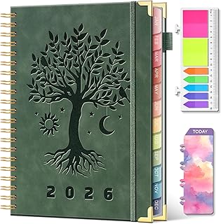2026 Planner Weekly and Monthly Hardcover Leather Planner with Tabs 53 Weeks Schedule 8.5" x 11" Planners with Stickers for Women Yearly Agenda with Inner Pocket, Green